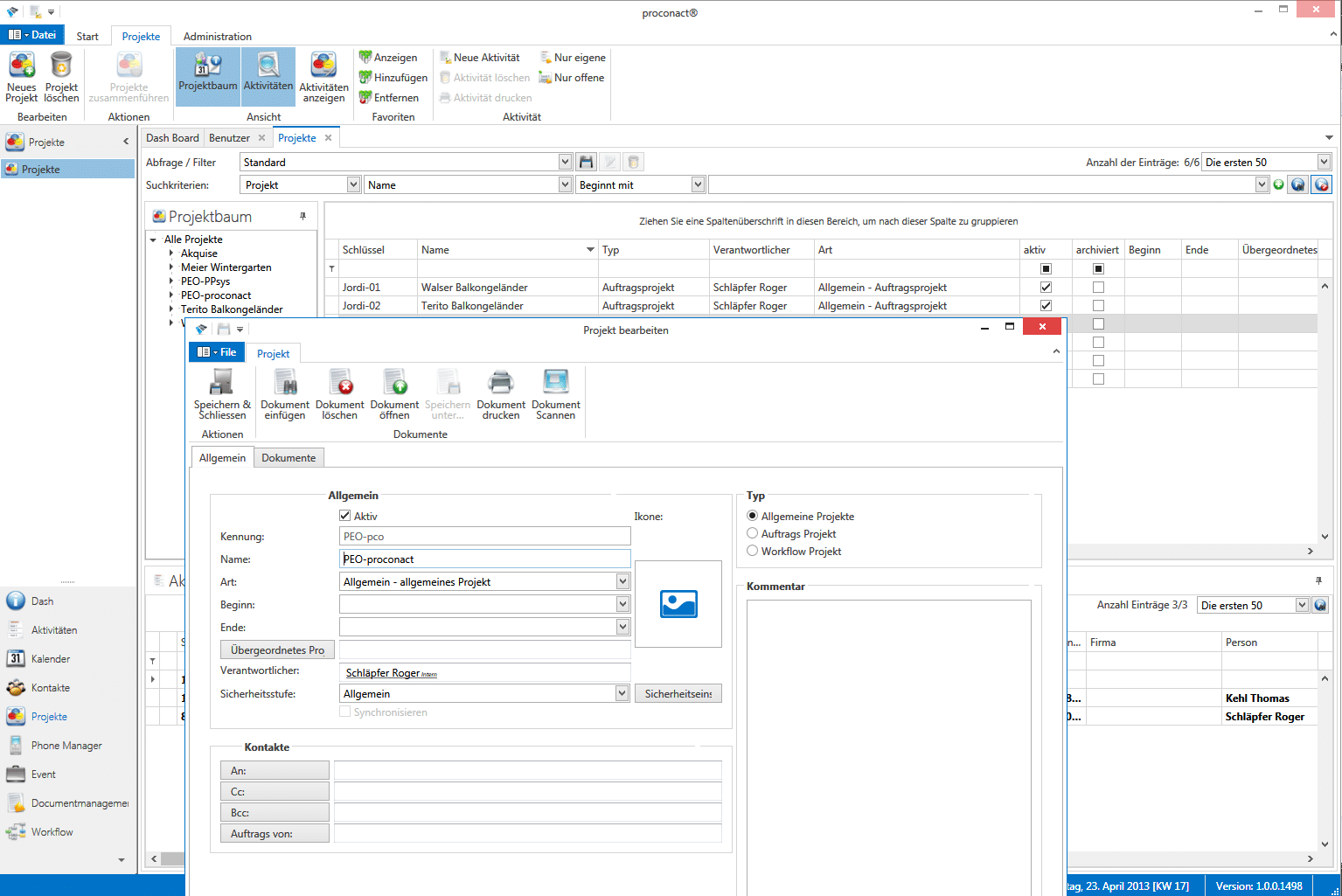 Kostengünstige Projektmanagement Software für KMU: neues Projekt anlegen